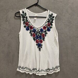 Indian Boutique Top Women's Free Size Floral Embroidered Lace Flowy Boho Peasant